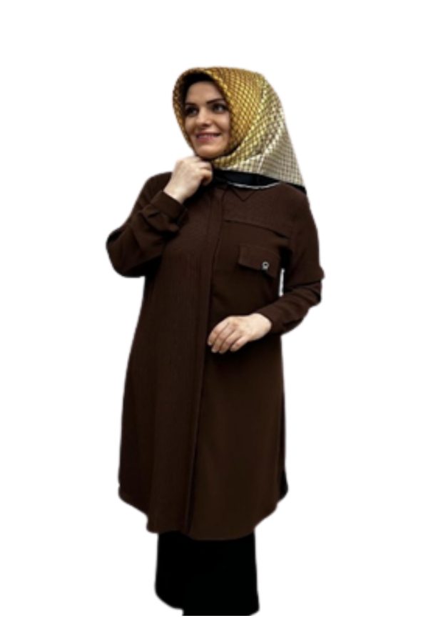 Kahverengi Krep Tunik
