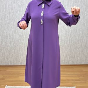 Taş detaylı lila tunik