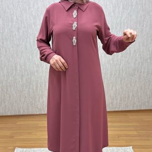 taş tetaylı gül kurusu tunik